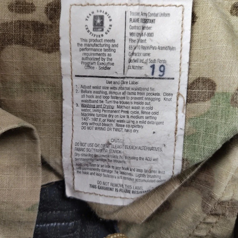 US Army OCP ACU Military FR Cargo Pants Trousers Flame Resistant Mens 30x35